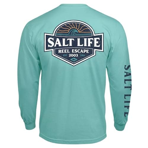Salt Life Women's Easy Days Long Sleeve Classic Fit Shirt + Summer Fashion + Vacation Wear + Comfortable Clothing + Size — Aruba Blue