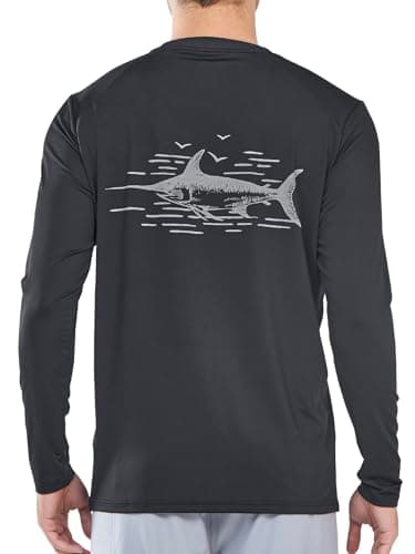 UPF 50+ Sun Protection NorthYard Men's Long Sleeve Swim Shirt
| Lightweight Quick Dry NorthYard Men's SPF 50+ Swim Rash — Black