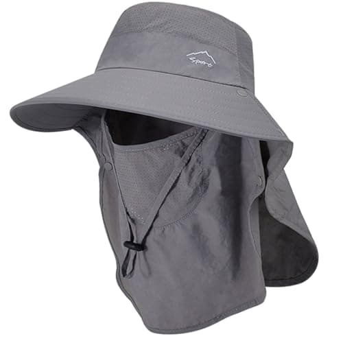 Rosoz Wide Brim Sun Hat for Men and Women with Neck Flap and UPF50+ Protection Outdoor Fishing Hat with Detachable Face — 1pack-dark Grey