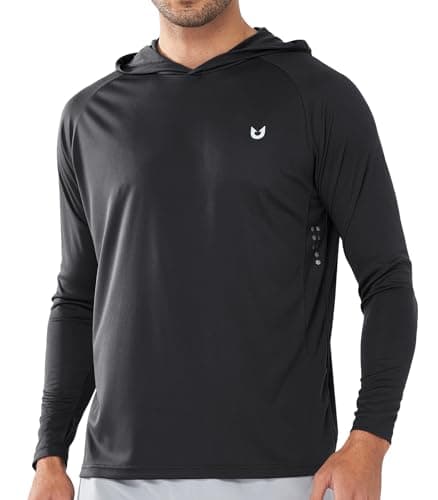 NORTHYARD Men's UPF 50+ Sun Protection Hoodie Shirts for Fishing and Running Quick Dry UV SPF — Black