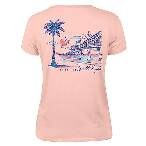 Salt Life Women's Pierside Short Sleeve Tee + Lightweight + Casual + Beach AppBar: Quick Dry Technology + Size: S/M/L +