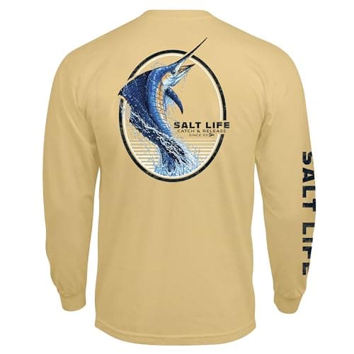 Salt Life Men's Catch & Release Long Sleeve Classic Fit Shirt for Outdoor Adventures with Moisture Wicking Technology, L