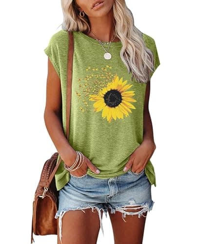 JNIFULI Women's Casual Summer Short Sleeve Graphic Tees Funny Dragonfly Printed Cute Tops
| JNIFULI Women's Funny Drago — X-green