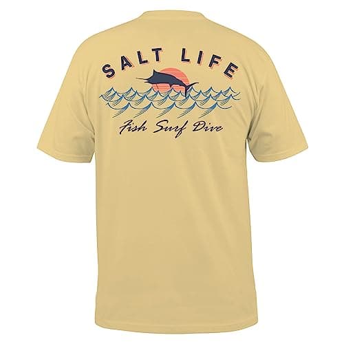 Salt Life Men's Comfortable Sunset Jumpers Short Sleeve Tee for Casual Summer Wear — Golden Haze