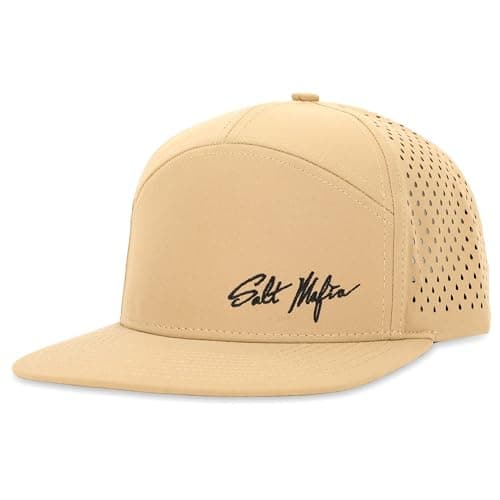 Salt Mafia Waterproof Hats for Men - Surfer Hat for Men, 7 Panel Flat Brim Hat