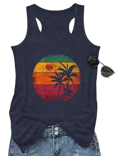 GEMLON Women's Summer Tank Tops for Women in Loose Graphic Basic Casual Shirts
| GEMLON Loose Summer Sleeveless Tank To — L Dark Blue