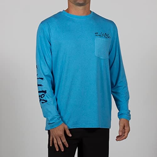 Salt Life Men's Marlin Fade Long Sleeve Performance Shirt for Active Men in Beach Volleyball Games and Daily Wear, Quick