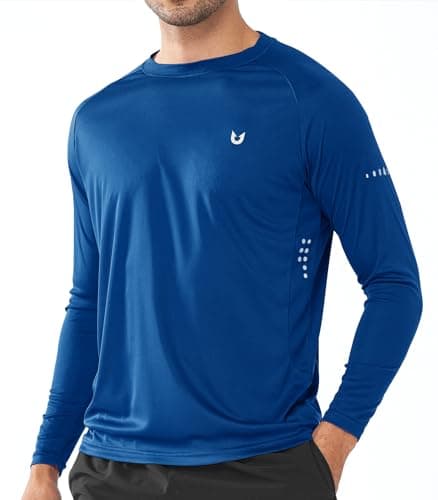 NORTHYARD Men's Sun Protection UPF 50+ Long Sleeve Swim Rash Guard Shirt for Workout Running UV Protection Fish Hiking — Royalblue