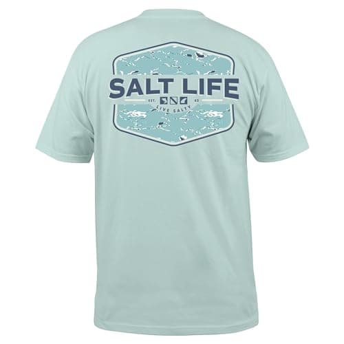 Salt Life Men's Tactical Camo Short Sleeve Tee + Size: Medium + Color: Black + 100% Polyester Transitional Fabric + Idea — Fresh Mint