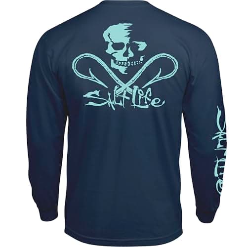 Salt Life Men's Classic Fit Long Sleeve Shirt for Casual WearComfortable and Stylish — Washed Navy