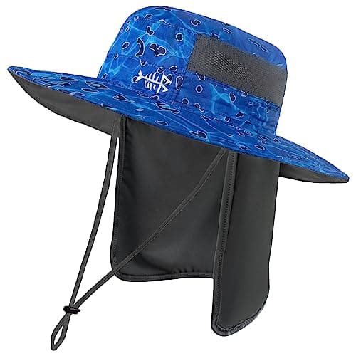 BASSDASH UPF 50+ Sun Fishing Hat for Men Water Resistant with Detachable Neck Flap Global Recycled Standard Global Recyc — Rippled Sea