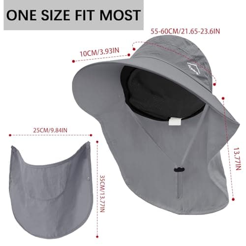 Rosoz Wide Brim Sun Hat for Men and Women with Neck Flap and UPF50+ Protection Outdoor Fishing Hat with Detachable Face