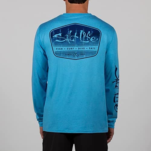 Salt Life Men's Marlin Fade Long Sleeve Performance Shirt for Active Men in Beach Volleyball Games and Daily Wear, Quick