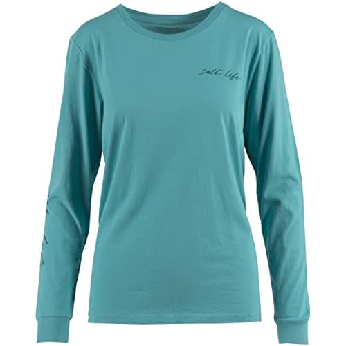 Salt Life Women's Oasis Palm Long Sleeve Boyfriend Tee + Trending Summer Top + Beach Cover-Up + Soft Cotton Fabric + Mul