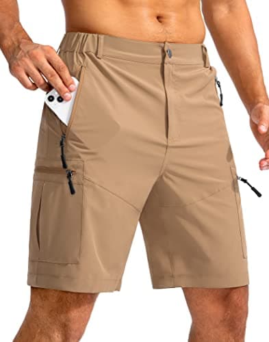 Pudolla Men's Lightweight Outdoor Hiking Cargo Shorts for Travel Golf Camping
| Pudolla Men's 9" Zipper Pockets Hiking — Dark Khaki