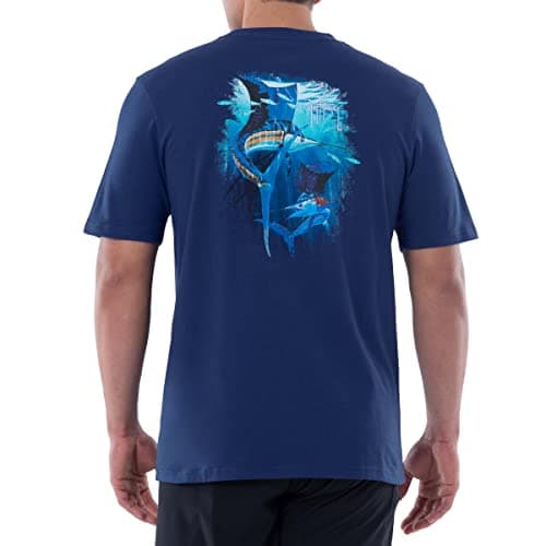 Guy Harvey Men’s Short Sleeve Cotton Graphic T-Shirt for Outdoor Adventures featuring Sea Life Art, Size Medium, 100% Co — Navy/Twin Sails
