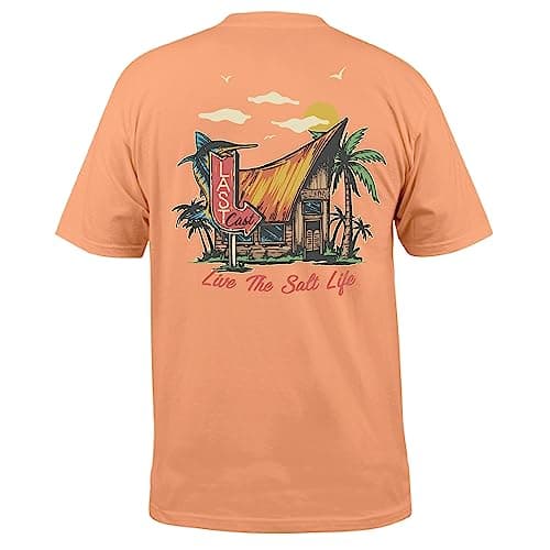 Salt Life Men's Last Call Short Sleeve Tee + Comfortable + Outdoor + Casual Style + 100% Cotton + Unisex Size Chart + Ho — Grapefruit
