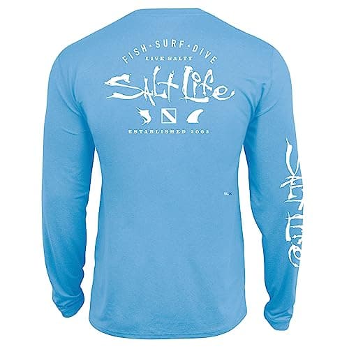 Salt Life Men's Waterman's Trifecta Long Sleeve Performance Pocket Tee - Water-resistant, Sun Protection, Moisture-wicki
