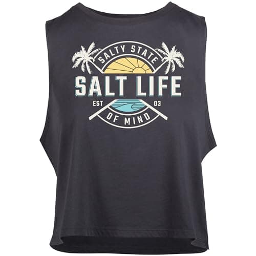 Salt Life Women's First Light Cropped Muscle Tank - Lightweight Breathable Summer Tops for Sweat-Free Fitness Sessions