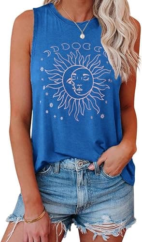 IRISGOD Women's Loose Fit Summer Graphic Tank Tops for Workout and Casual Wear
| IRISGOD Women's Cute Summer Graphic Sl