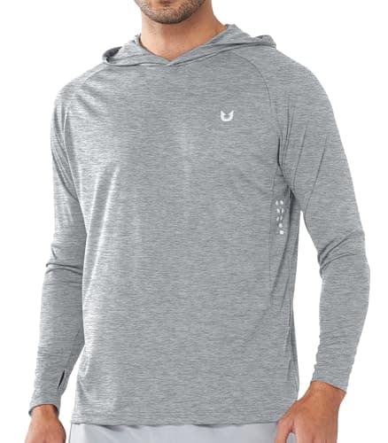 NORTHYARD Men's UPF 50+ Sun Protection Hoodie Shirts for Fishing and Running Quick Dry UV SPF — Greyheather
