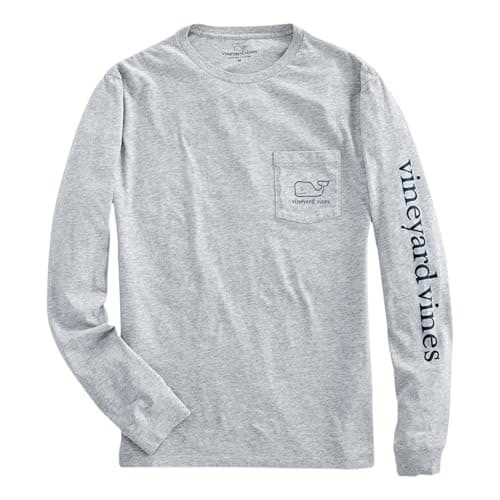 Vineyard Vines Men's Long Sleeve Vintage Whale Pocket T-Shirt Trendy Cotton Shirt for Casual Wear