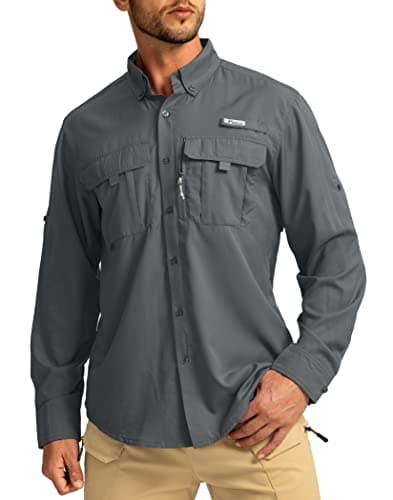 Men's Sun Protection Pudolla Fishing Shirts UPF50+ Long Sleeve Travel Work Button Down Shirts
| Pudolla Men's Sun Prote — Dark Grey