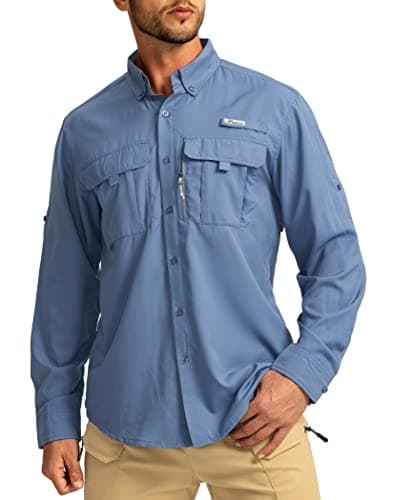 Men's Sun Protection Pudolla Fishing Shirts UPF50+ Long Sleeve Travel Work Button Down Shirts
| Pudolla Men's Sun Prote