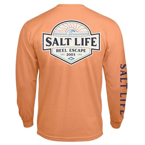 Salt Life Women's Easy Days Long Sleeve Classic Fit Shirt + Summer Fashion + Vacation Wear + Comfortable Clothing + Size — Grapefruit