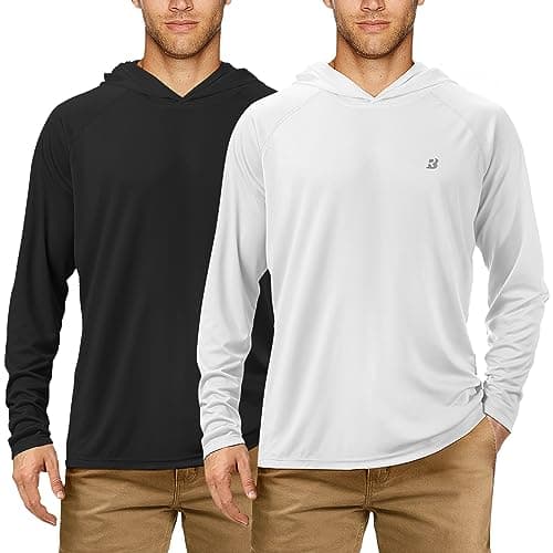 UPF 50+ Sun Protection Fishing Hoodie for Men Outdoor Activities
| Long Sleeve UV Protection Fishing Shirt for Men Suit — 2 Pack-black+white