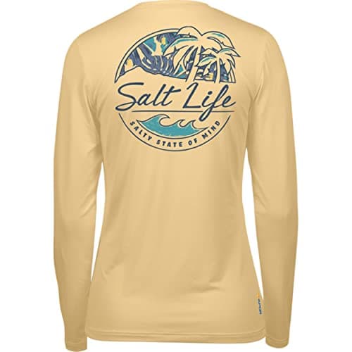 Salt Life Women's Shady Palms Long Sleeve Stretch Fit Shirt for Casual Summer Outings Comfortable Stretch Fabric Breatha
