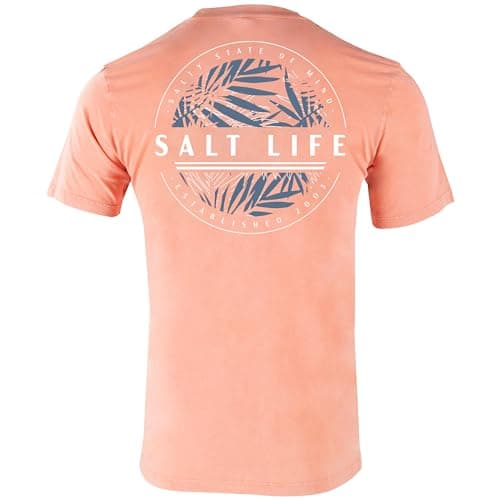 Salt Life Men's Comfortable Jungle Short Sleeve Tee for Casual Wear — Coral
