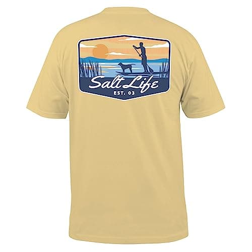 Salt Life Men's Doggy Paddle Short Sleeve Tee for Casual Summer Wear — Golden Haze
