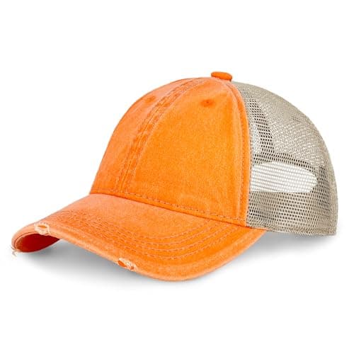 CHOK.LIDS Premium Washed Unstructured Trucker Hat for Men and Women Outdoor Adjustable Distressed Pigment Dyed Cap
| CH — Orange