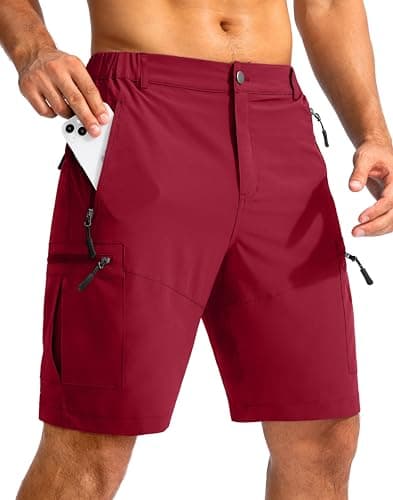 Pudolla Men's Lightweight Outdoor Hiking Cargo Shorts for Travel Golf Camping
| Pudolla Men's 9" Zipper Pockets Hiking — Red