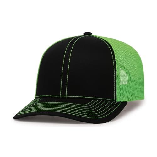 Pacific Headwear Snapback Trucker: Stylish Unisex Cap for Everyday WearComfortable All-Day Cap for Men and WomenSnapback — Black/Neon Green/Black