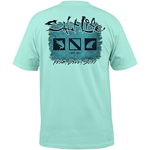 Salt Life Men's Old School Short Sleeve Classic Fit Pocket Shirt for Casual Wear, Stylish and Comfortable, Multiple Size — Aruba Blue