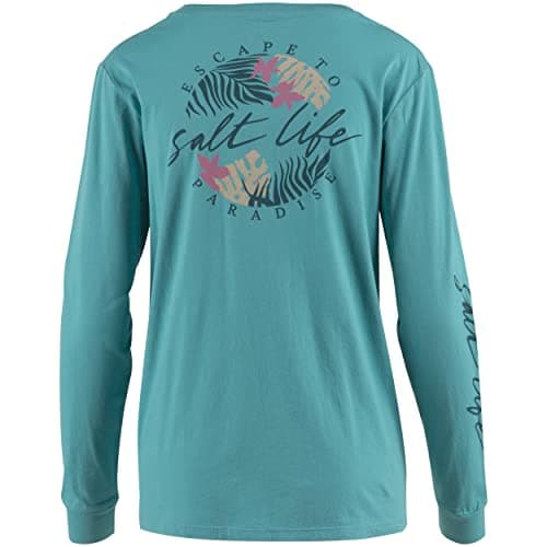 Salt Life Women's Oasis Palm Long Sleeve Boyfriend Tee + Trending Summer Top + Beach Cover-Up + Soft Cotton Fabric + Mul