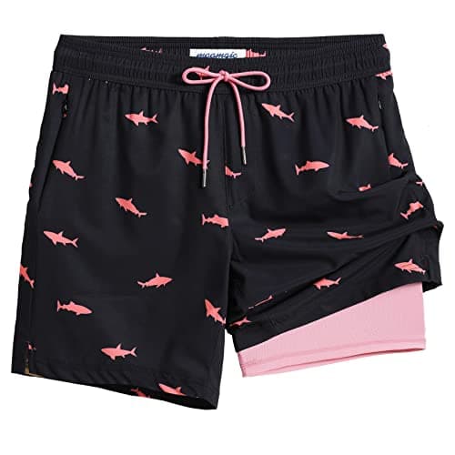 Maamgic 2 in 1 Mens Swim Trunks 7 Inch Swim Shorts - Recycled Material - Swimming, Beach - Durable and Comfortable - 32