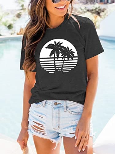 Binshre Women's Beach Shirts Hawaiian Graphic Tees for Summer Vacation
| Binshre Vintage Tshirts for Women Yellow Graph