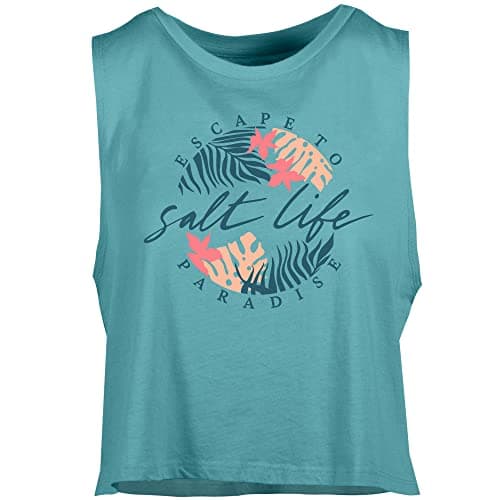 Salt Life womens crop fit=cut tapered muscle tank top for summer outdoor activities UV protection lightweight breathable