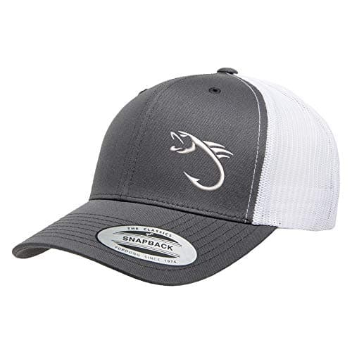 Love Sketches Embroidered Fishing Hat for Men & Women | Fish Trucker Hat Men Snapback Hats | Best Dad Fishing Gift — Charcoal/White-bhwt