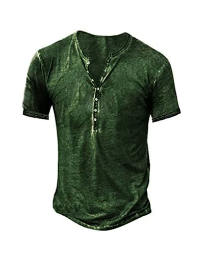 Beautyshow Men's Retro Distressed Henley Shirts Casual Button Down for Men
| Beautyshow Mens Washed Short Sleeve Tees C — 1-deep Forest