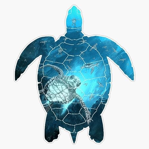 Under The Sea Blue Sea Turtle Vinyl Sticker Waterproof Decal 5" Laptop Window Bumper Sticker