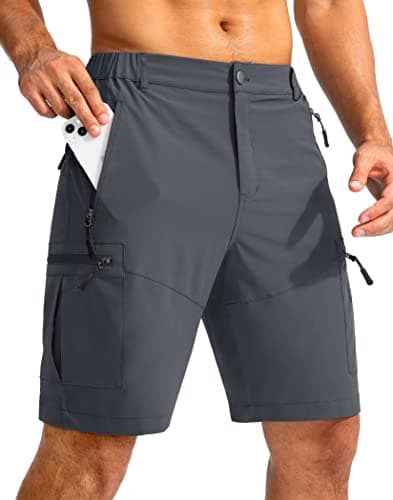 Pudolla Men's Lightweight Outdoor Hiking Cargo Shorts for Travel Golf Camping
| Pudolla Men's 9" Zipper Pockets Hiking
