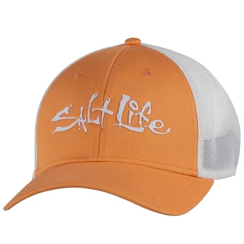 Salt Life Mens Fish Dive Surf Hat - Wide Brim Sun Protection Hat for Men at the Beach, Surfing, and Fishing, UV Protecti — Orange