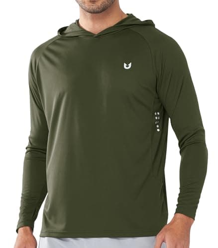 NORTHYARD Men's UPF 50+ Sun Protection Hoodie Shirts for Fishing and Running Quick Dry UV SPF — Armygreen