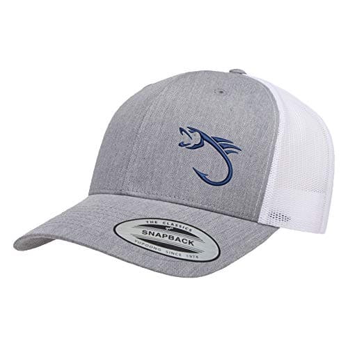 Love Sketches Embroidered Fishing Hat for Men & Women | Fish Trucker Hat Men Snapback Hats | Best Dad Fishing Gift — Heather/White-bhnvy