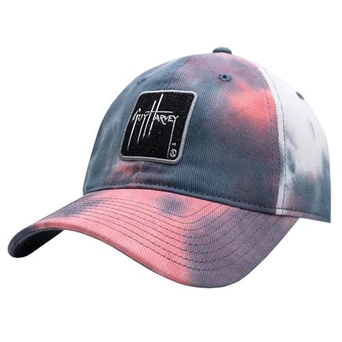 Guy Harvey Mens Solid Relaxed Hat with Patch - Outdoor Activities, Casual Wear, Fishermen, Wide Brim, Comfortable, Adjus — Surf the Web/Chrome Patch