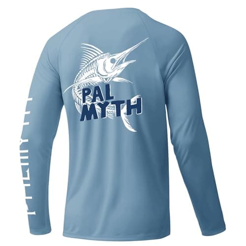 Palmyth Men's Long Sleeve Sun Protection Shirts
| Palmyth UV UPF 50+ Fishing Shirts for Men
| Palmyth Quick Dry Men's L — Airy Blue / Marlin Bone